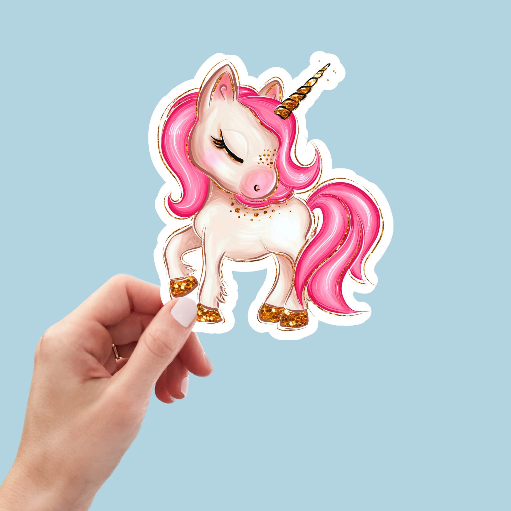 Pink Unicorn Sticker | Cute Unicorn Stickers | Kenjia Design