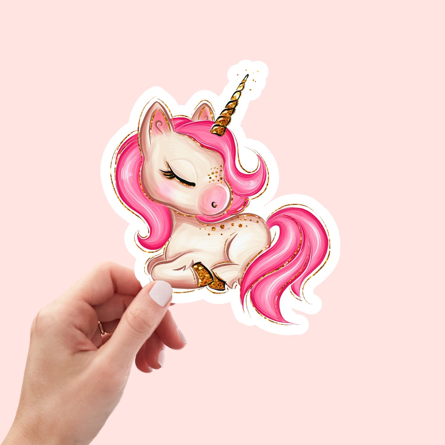 Pink Unicorn Sticker | Cute Unicorn Stickers | Kenjia Design