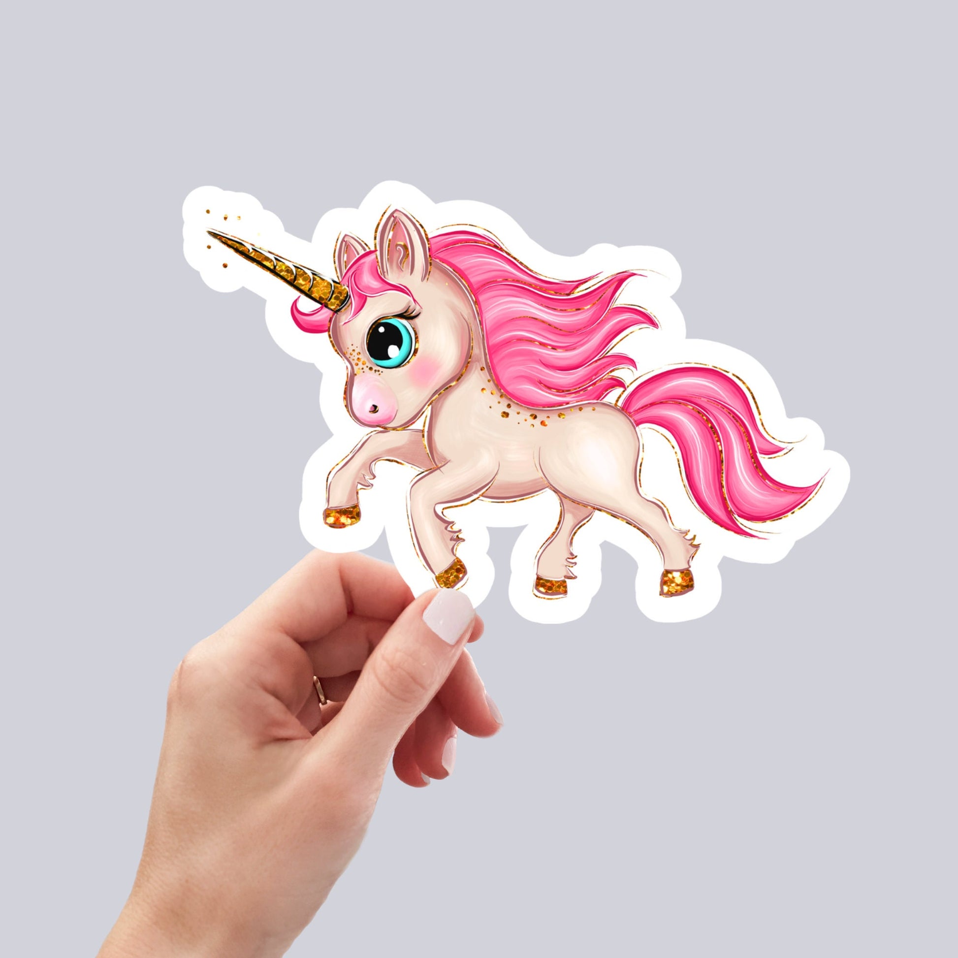 Pink Unicorn Sticker | Cute Unicorn Stickers | Kenjia Design