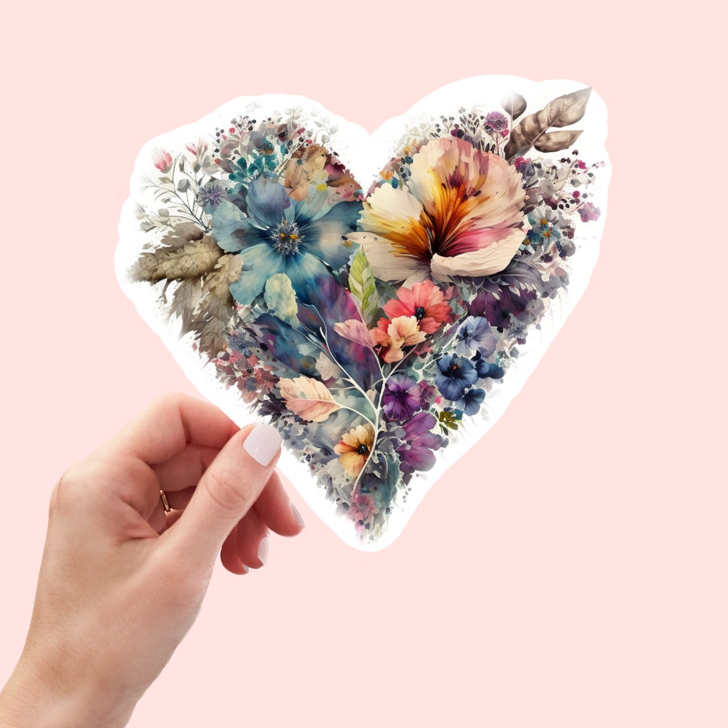 Vintage Floral Heart Stickers | Heart Sticker for Book | Kenjia Design