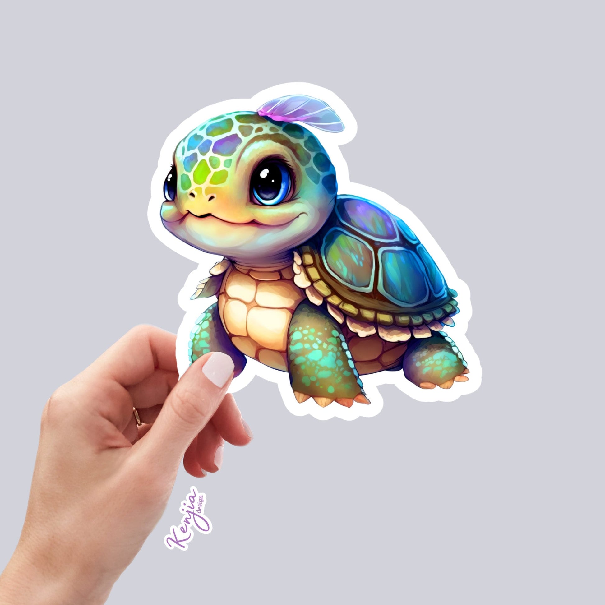 Baby Turtle Sticker | Sticker with Watercolor Effect | Kenjia Design