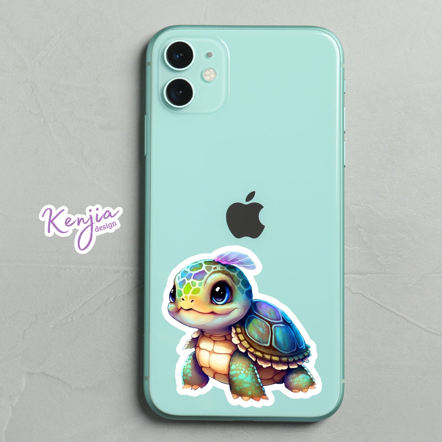 Baby Turtle Sticker | Sticker with Watercolor Effect | Kenjia Design