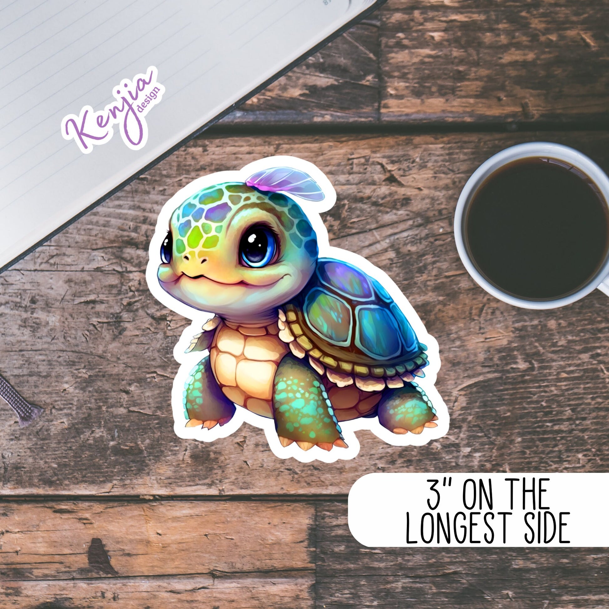 Baby Turtle Sticker | Sticker with Watercolor Effect | Kenjia Design