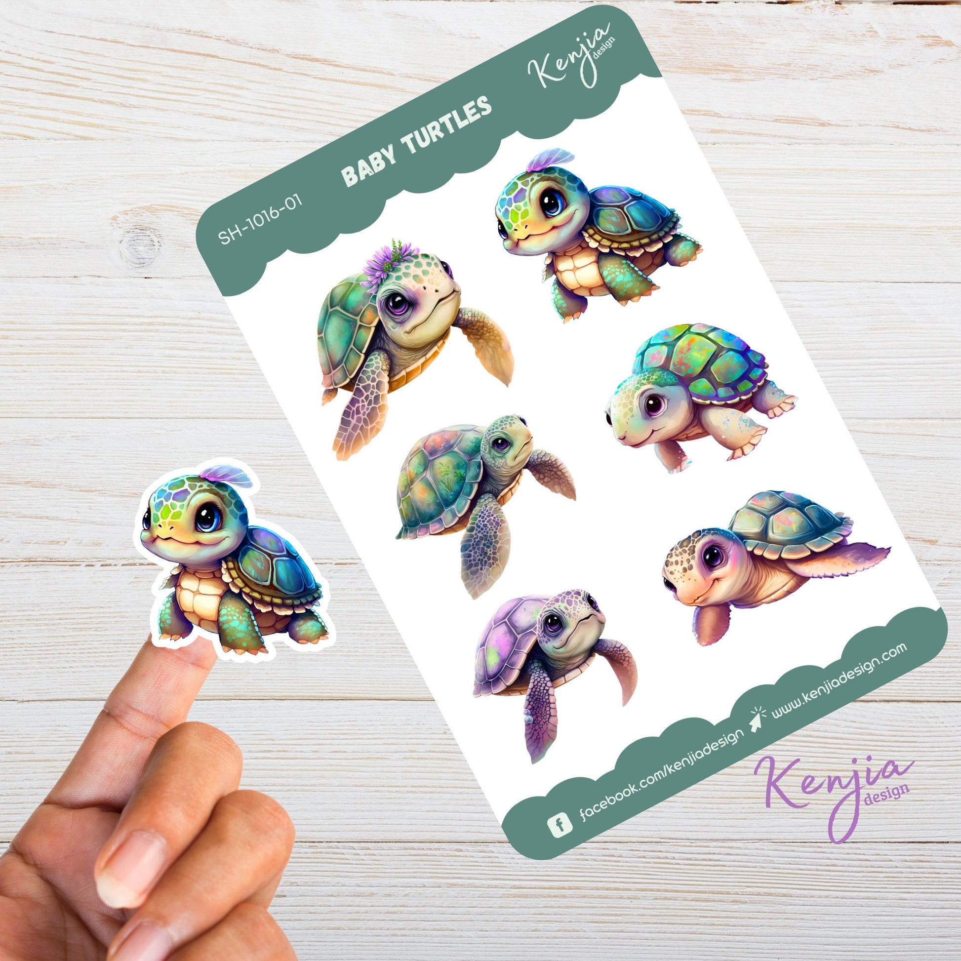 Baby Turtle Sticker Sheet | Sticker for Laptop | Kenjia Design