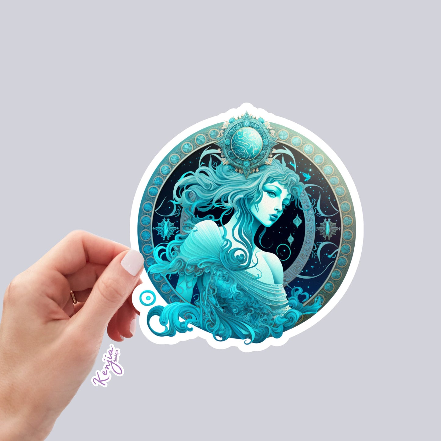 Aquarius Sign Sticker | Zodiac Aquarius Sticker | Kenjia Design