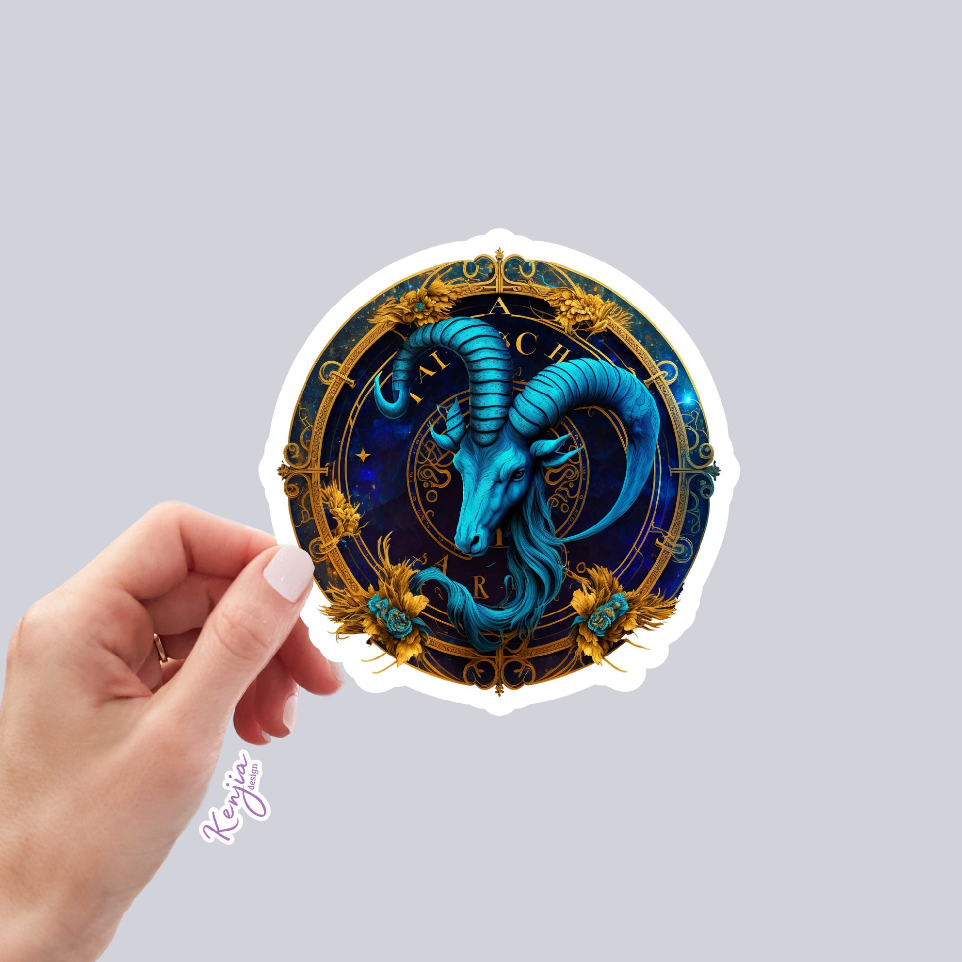 Capricorn Sign Stickers | Capricorn Vinyl Stickers | Kenjia Design