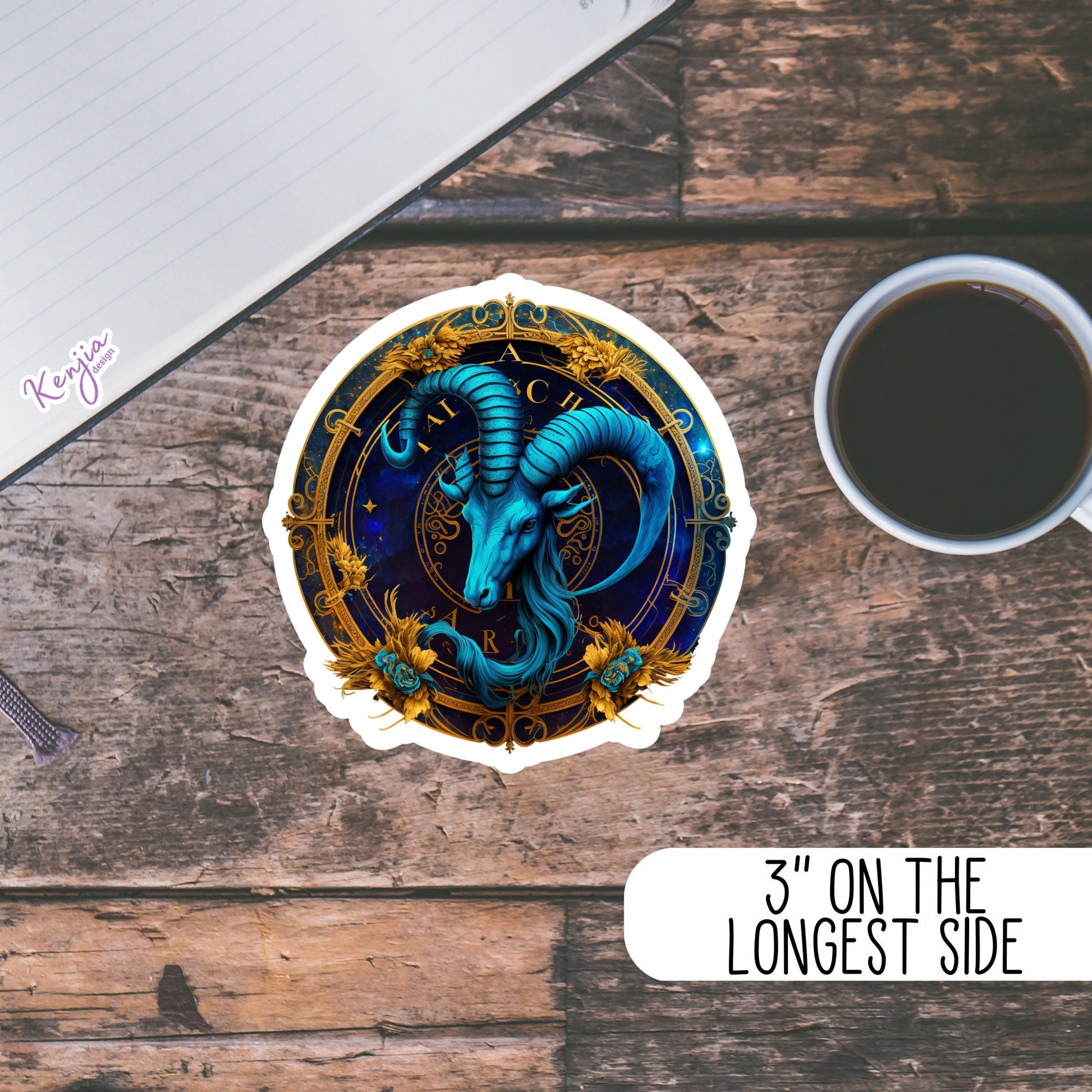 Capricorn Sign Stickers | Capricorn Vinyl Stickers | Kenjia Design