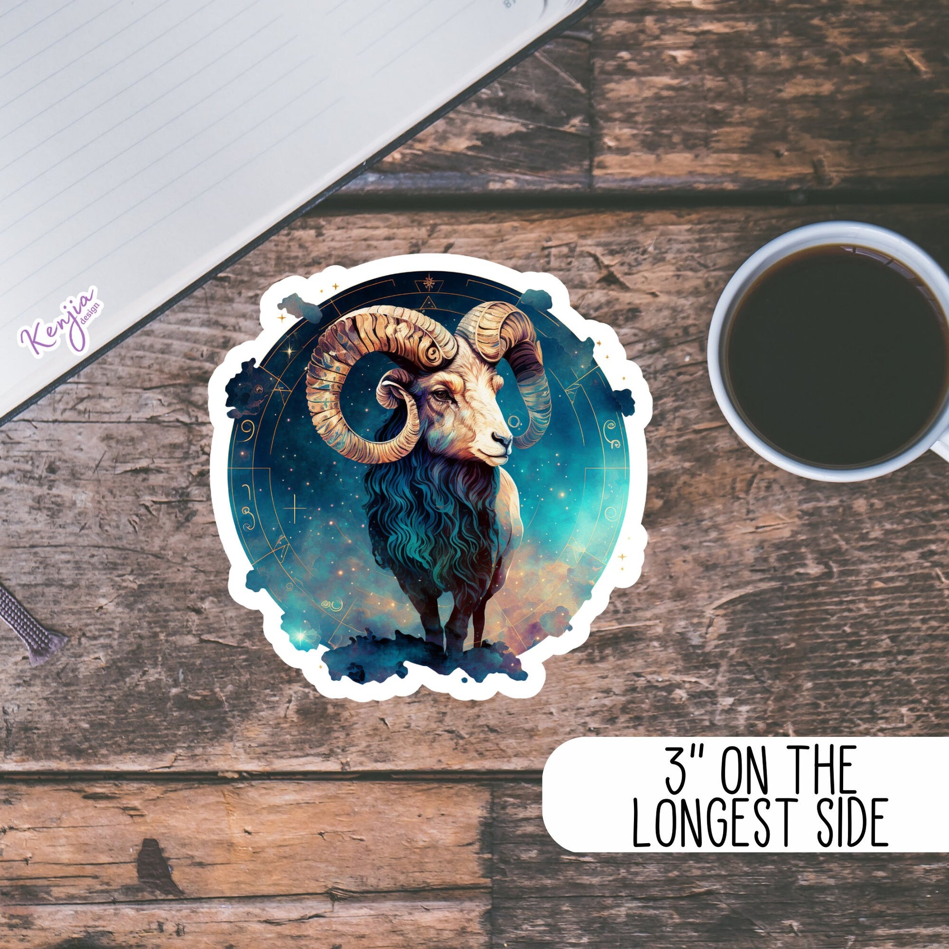 Aries Sign Sticker | Zodiac Aries Sticker | Kenjia Design