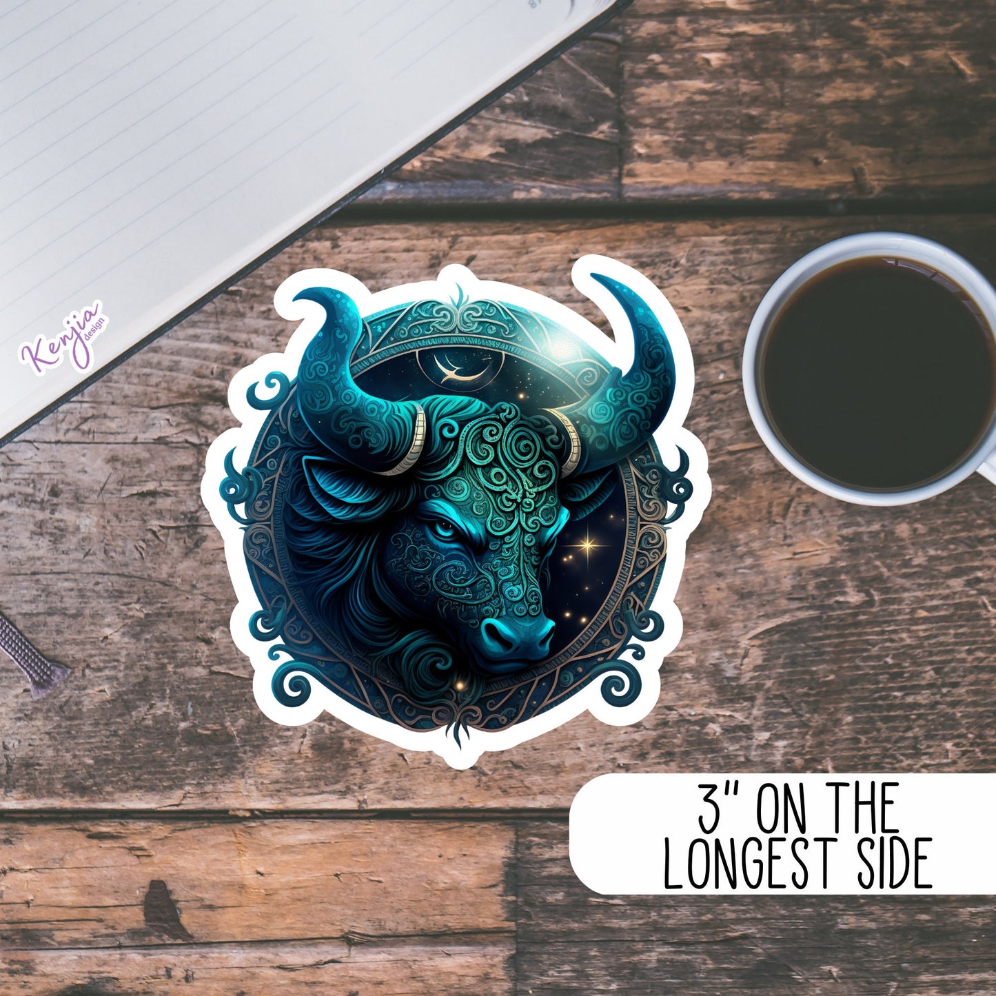 Taurus Sign Sticker | Handmade Vinyl Sticker | Kenjia Design