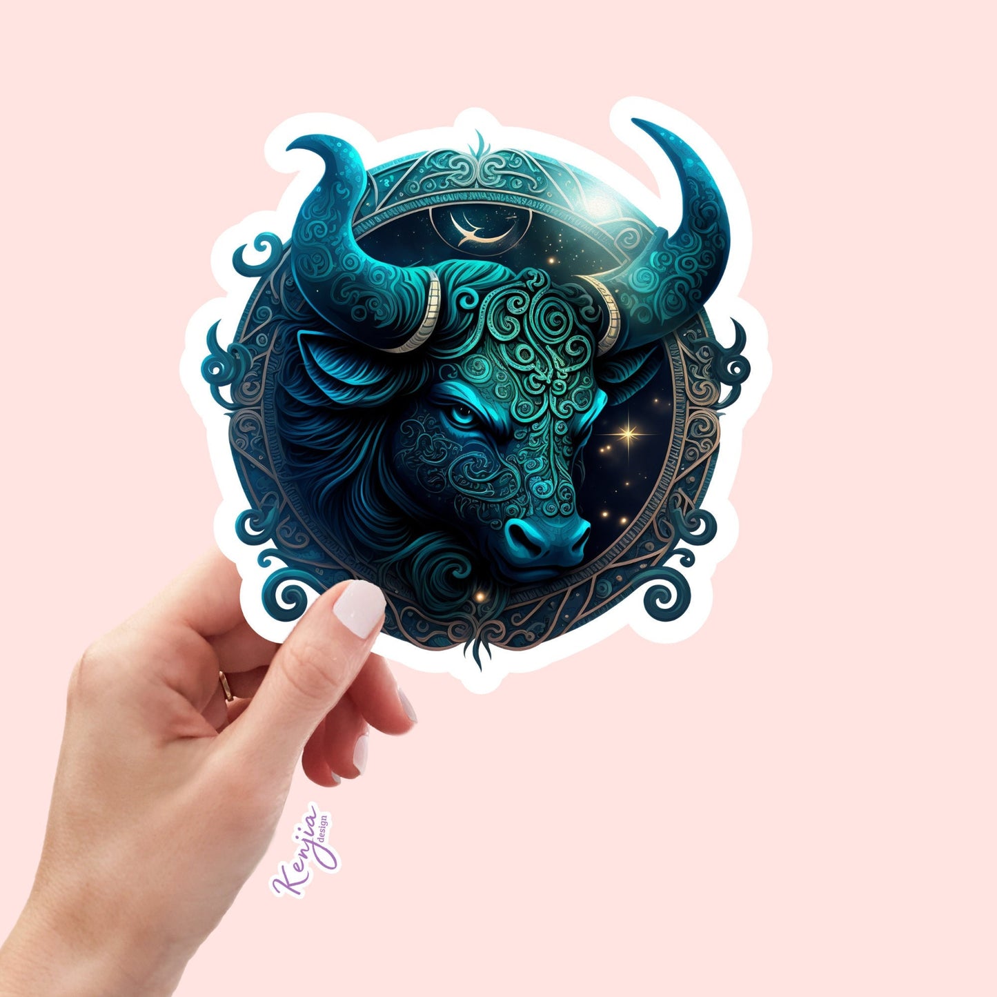 Taurus Sign Sticker | Handmade Vinyl Sticker | Kenjia Design