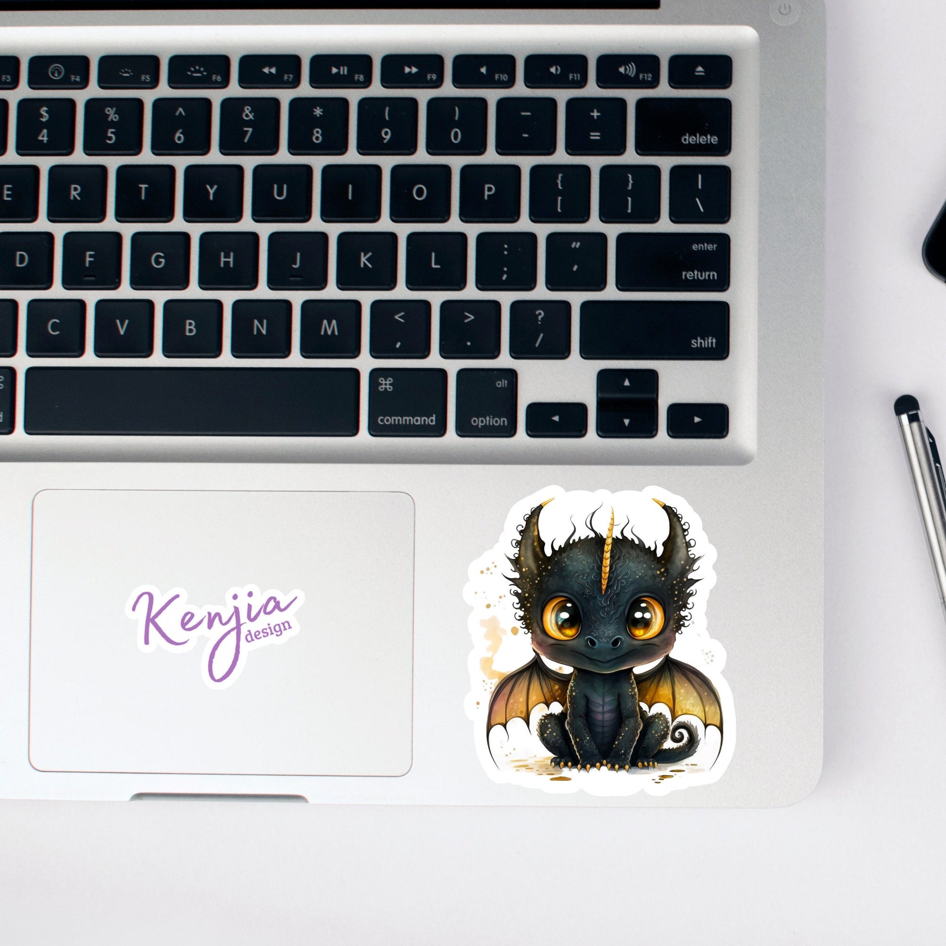 Cute Black Dragon Sticker | Dragon Sticker with Magnet | Kenjia Design