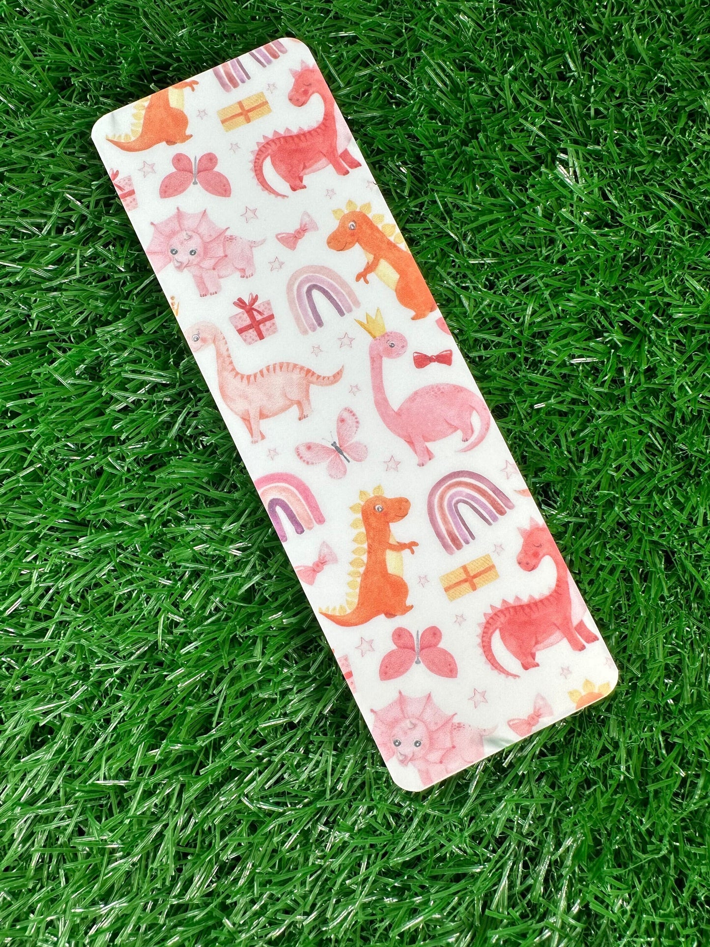 Girly Pink Dinosaur Bookmark - Perfect for Little Dino Lovers! Cute Handmade Bookmark With Watercolor Effect /  Dinosaur Lover Gift