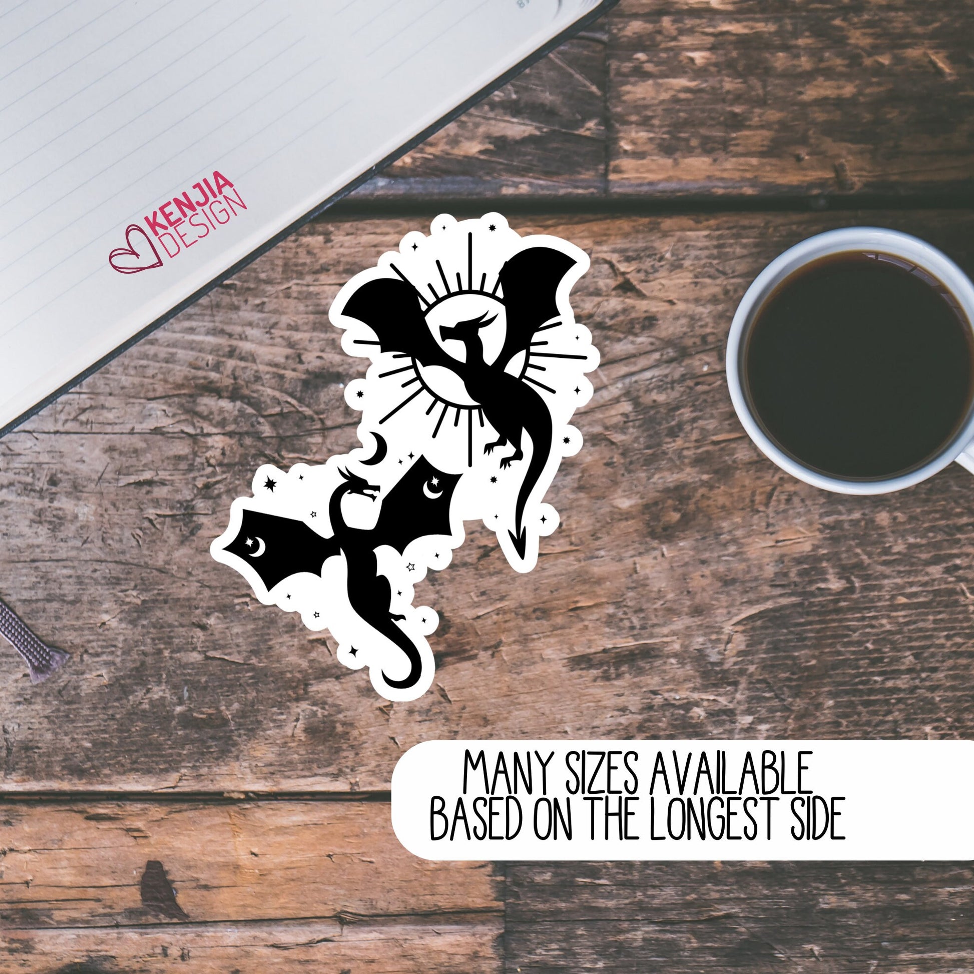 Celestial Dragons Stickers | Reader Waterproof Sticker | Kenjia Design