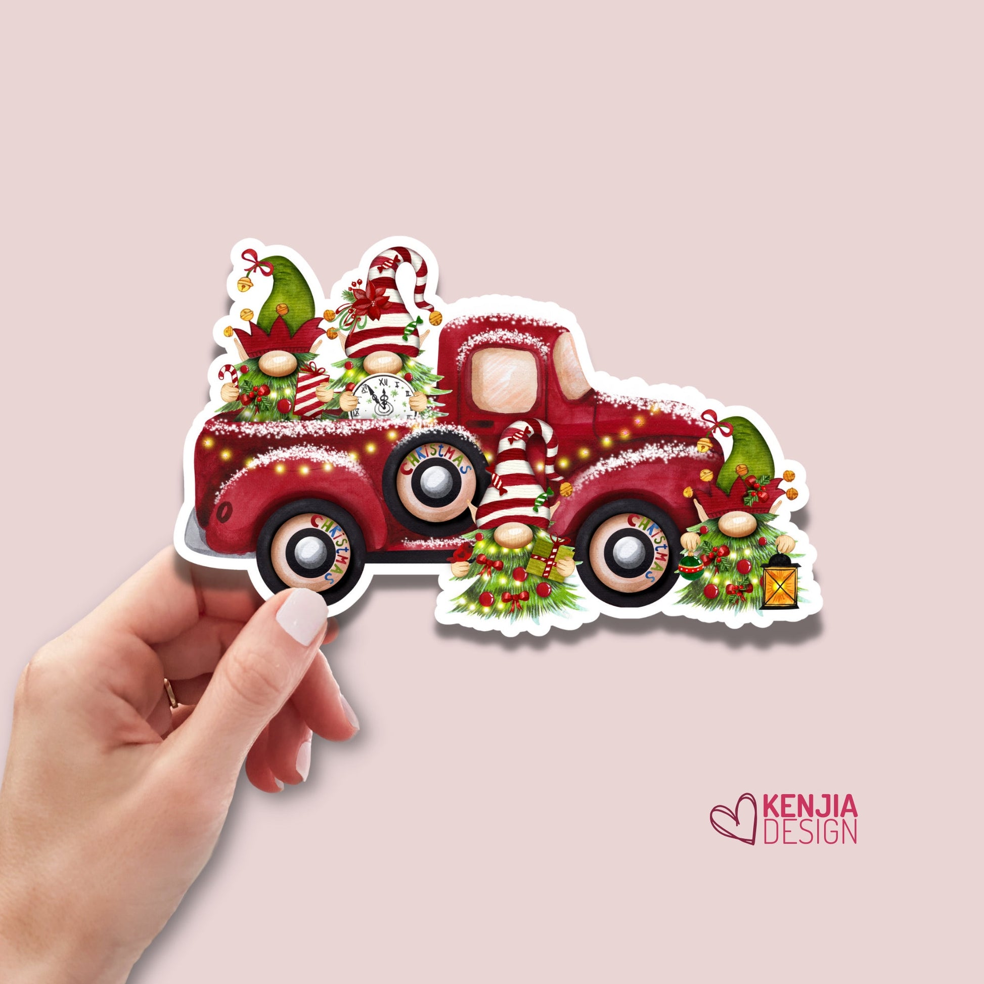 Christmas Gnome Stickers | Christmas Vinyl Stickers | Kenjia Design