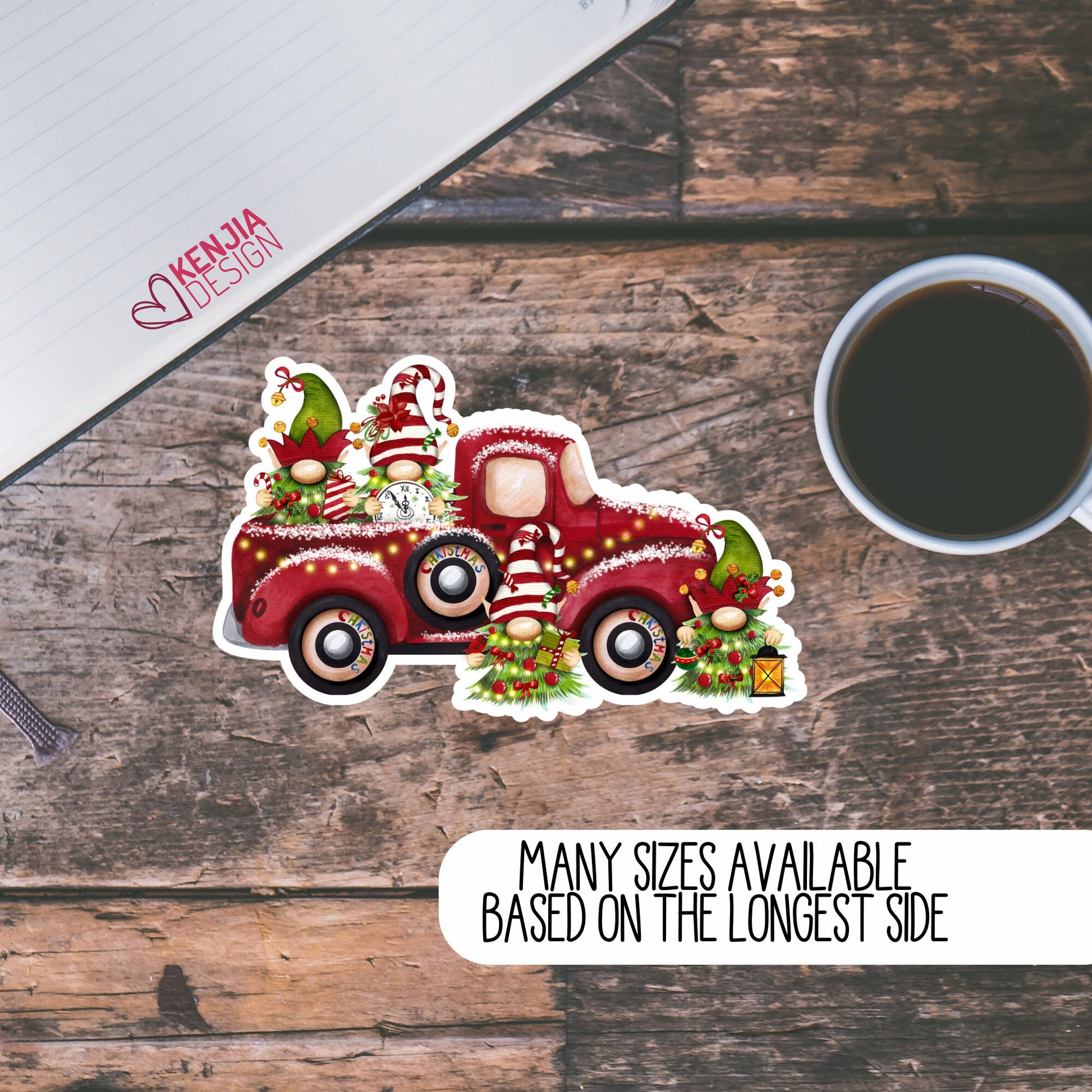 Christmas Gnome Stickers | Christmas Vinyl Stickers | Kenjia Design