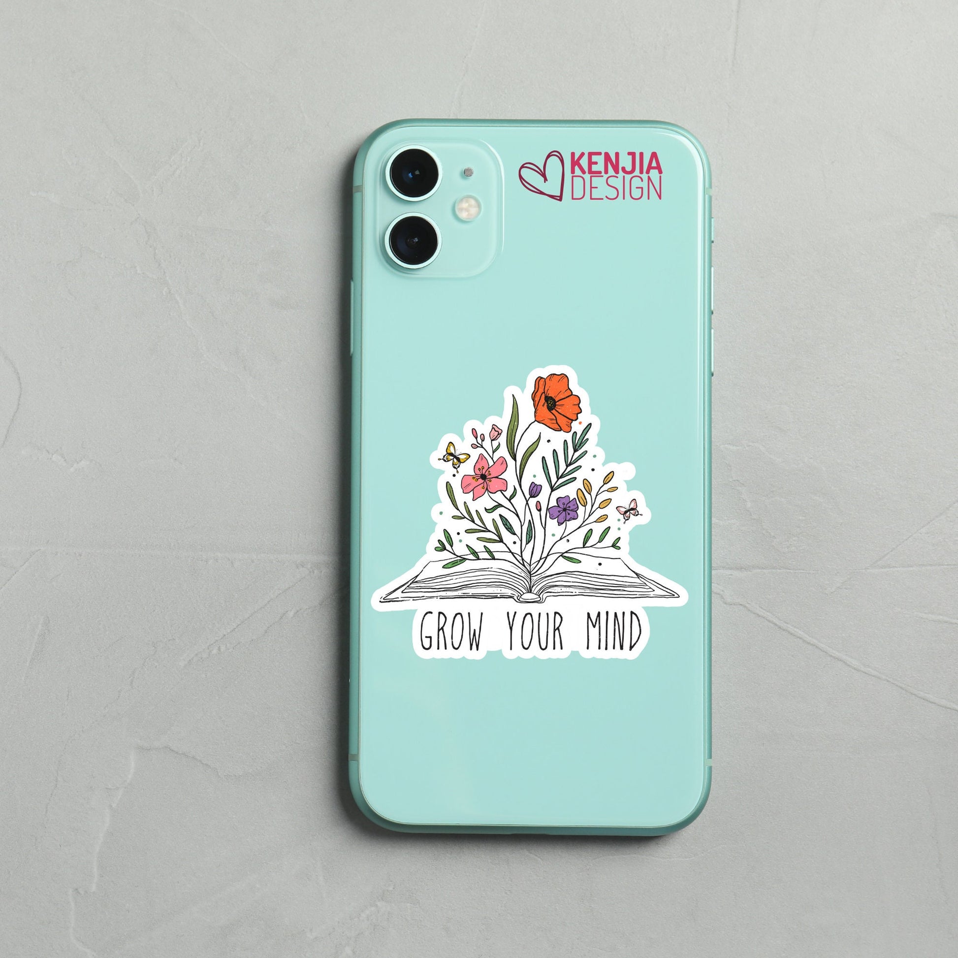 Grow your Mind / Mental Health Stickers for Phone Case / Cute Book Lover Gift for Reading Journal, Kindle Stickers, Bookish Stickers Merch forTeacher / Career Reading, Mind Body Soul for Selfcare Planner Positive Sticker